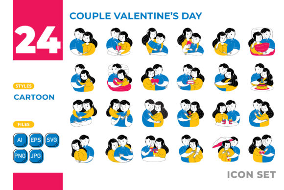 Couple Valentine's Day Icon Set Graphics