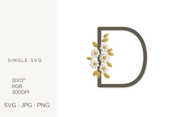 Floral Monogram, Flowers, Letter D Graphics