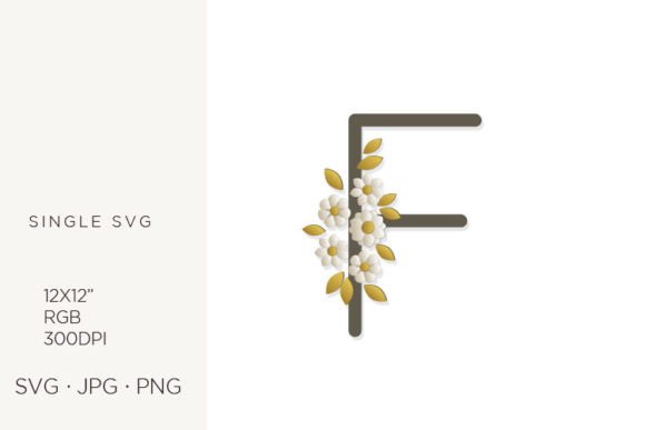 Floral Monogram, Flowers, Letter F