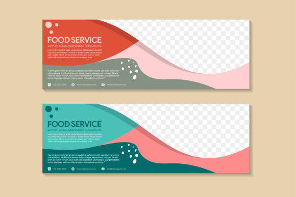 Food Service Horizontal Banner Wave: Graphics for Creative Design