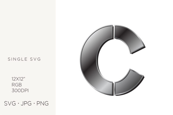 Industrial Silver Initialial Letter C Graphics and Icons