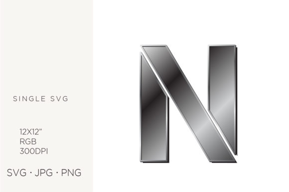 Industrial Silver Initialial Letter N Graphics and Icons
