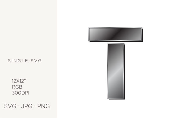 Industrial Silver Initialial Letter T