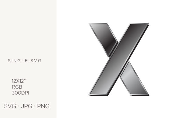 Industrial Silver Initialial Letter X: Graphics and Icons for Modern Design