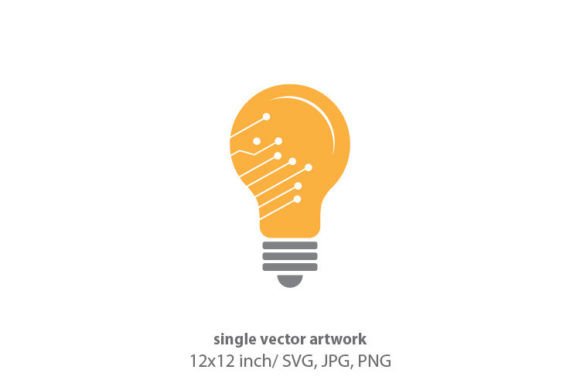 Light Bulb with Circuit Graphics and Icons