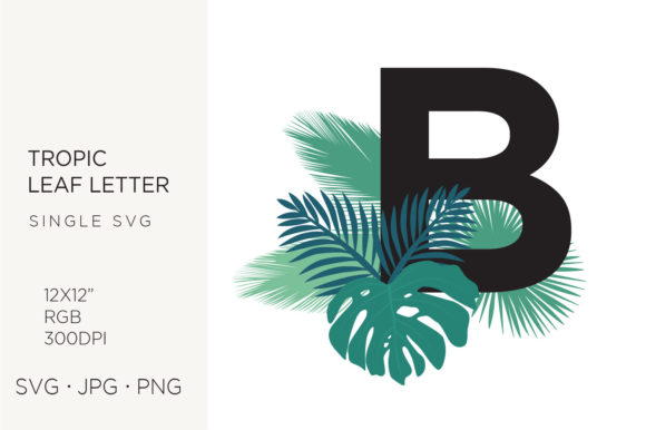 Tropic Leaves, Palm Leaf Letter B Graphics