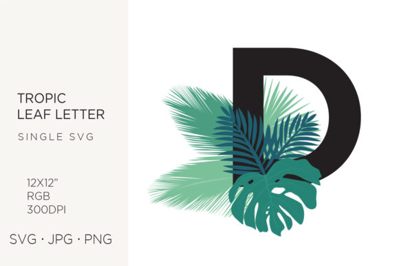 Tropic Leaves, Palm Leaf Letter D Graphics and Icons