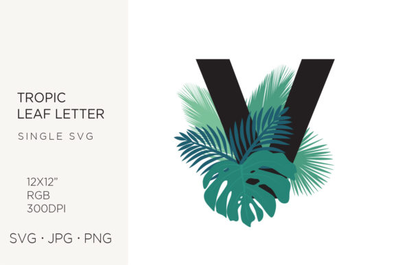 Tropic Leaves, Palm Leaf Letter V Graphics